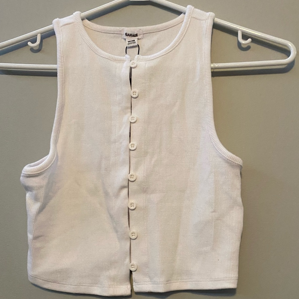 White garage tank top NWT